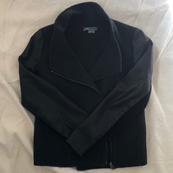 VINCE wool and leather jacket - Picture 6 of 8